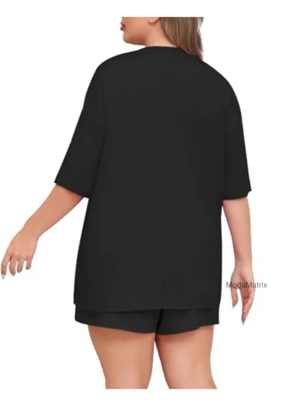 Plus Size 2 Piece Pajama Set with Pockets Short Sleeve Lounge Set